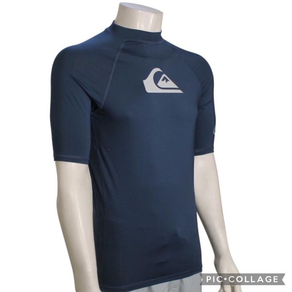 Quiksilver All Time Short Sleeve UPF 50 Rashguard: Insignia Blue - Medium - Picture 3 of 7